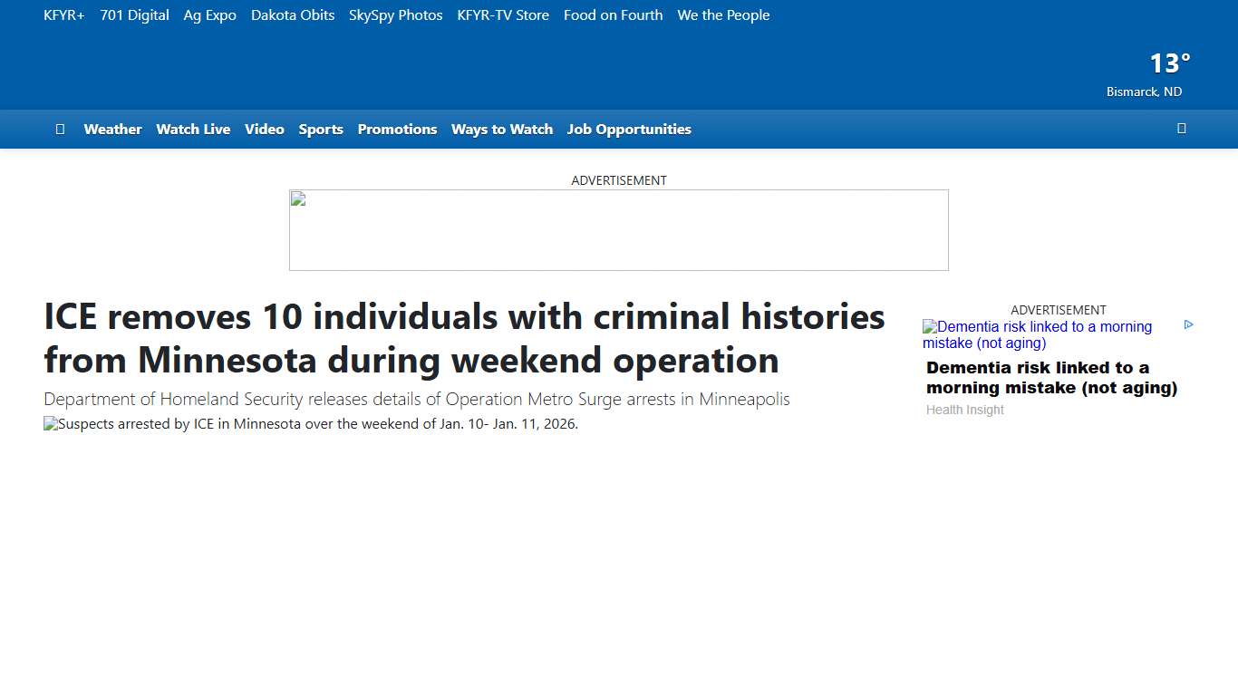 ICE removes 10 individuals with criminal histories from Minnesota during weekend operation